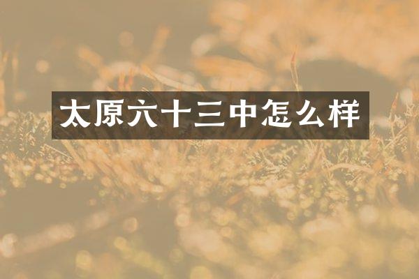 太原六十三中怎么样