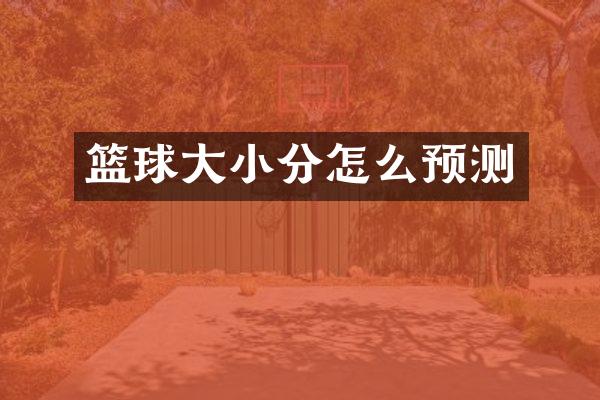 篮球大小分怎么预测