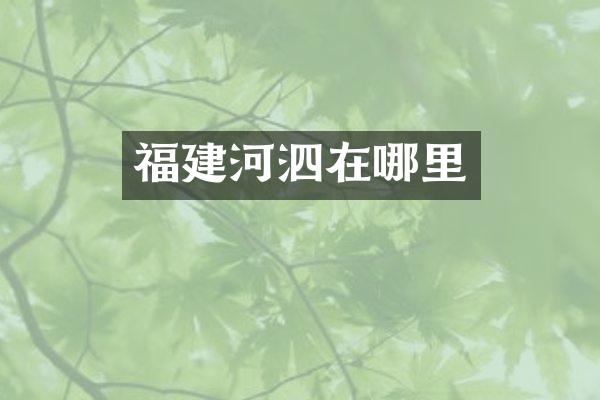 福建河泗在哪里