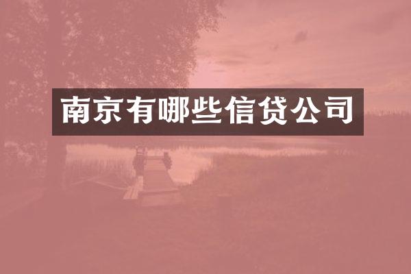 南京有哪些信贷公司