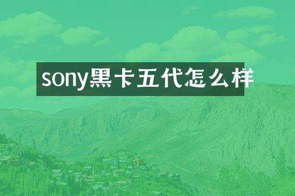 sony黑卡五代怎么样