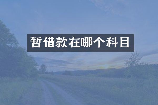 暂借款在哪个科目