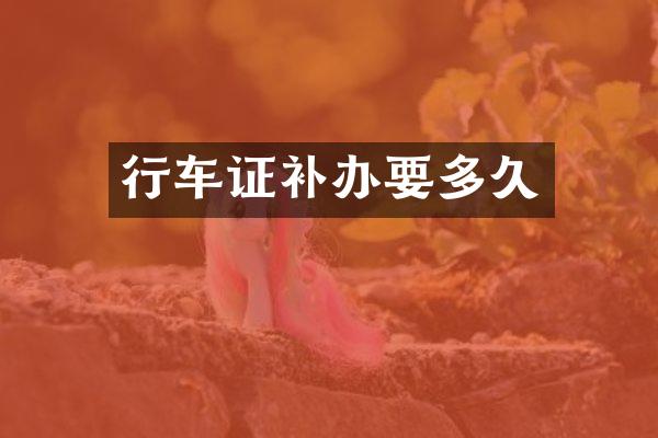 行车证补办要多久