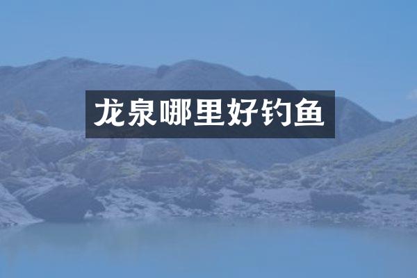 龙泉哪里好钓鱼