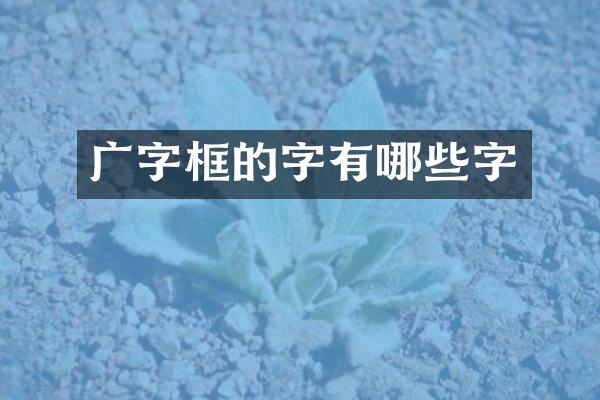 广字框的字有哪些字