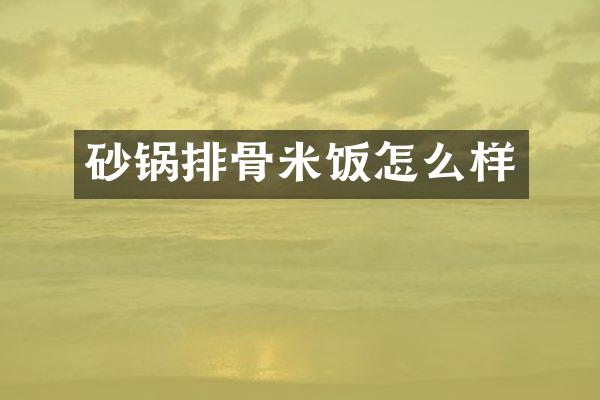 砂锅排骨米饭怎么样