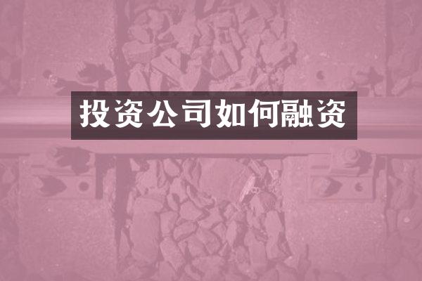 投资公司如何融资