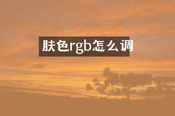 肤色rgb怎么调