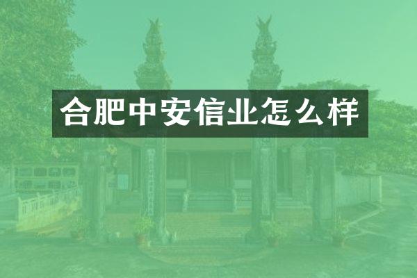 合肥中安信业怎么样