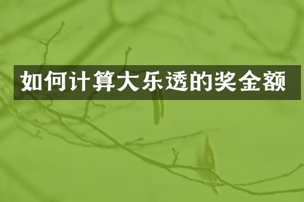 如何计算大乐透的奖金额