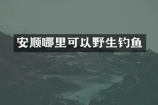 安顺哪里可以野生钓鱼