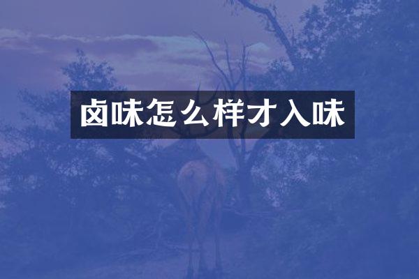 卤味怎么样才入味