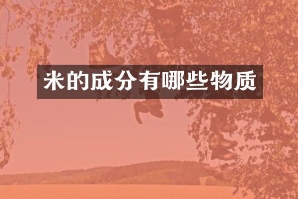 米的成分有哪些物质