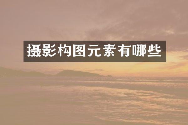 摄影构图元素有哪些
