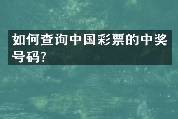 如何查询中国彩票的中奖号码？