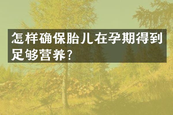 怎样确保胎儿在孕期得到足够营养？