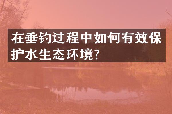在垂钓过程中如何有效保护水生态环境？