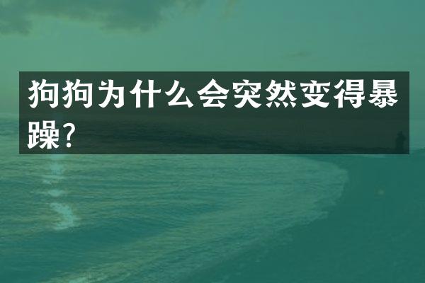狗狗为什么会突然变得暴躁？