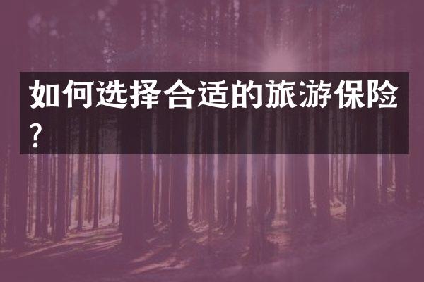 如何选择合适的旅游保险？