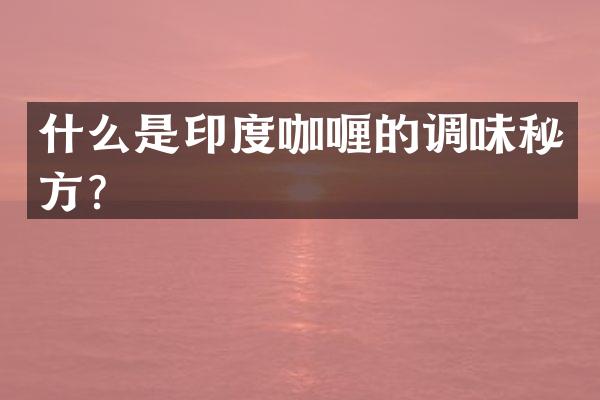 什么是印度咖喱的调味秘方？