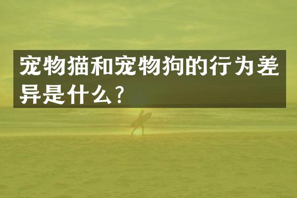 宠物猫和宠物狗的行为差异是什么？
