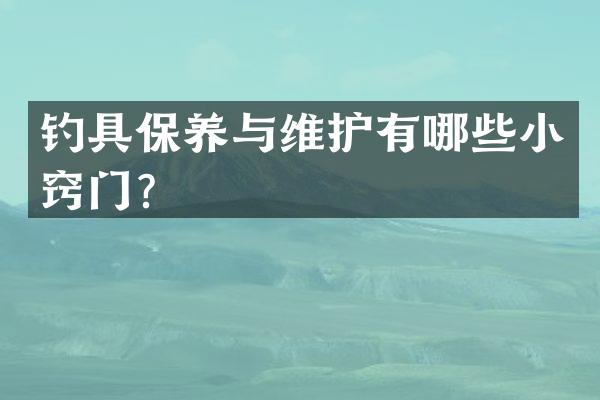 钓具保养与维护有哪些小窍门？