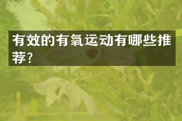 有效的有氧运动有哪些推荐？