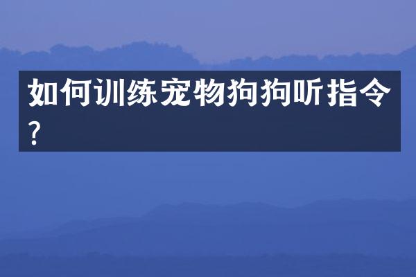 如何训练宠物狗狗听指令？