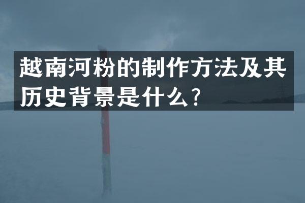越南河粉的制作方法及其历史背景是什么？