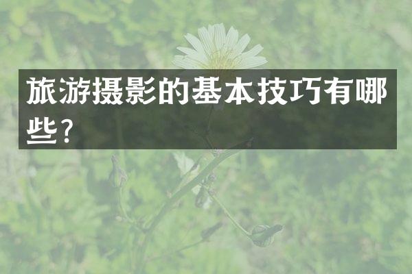 旅游摄影的基本技巧有哪些？