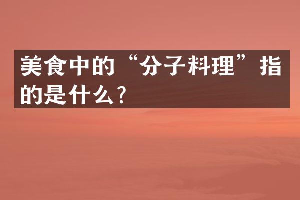 美食中的“分子料理”指的是什么？