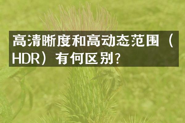 高清晰度和高动态范围（HDR）有何区别？