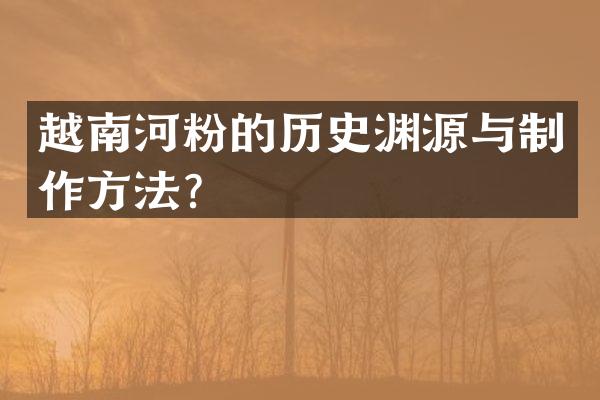 越南河粉的历史渊源与制作方法？