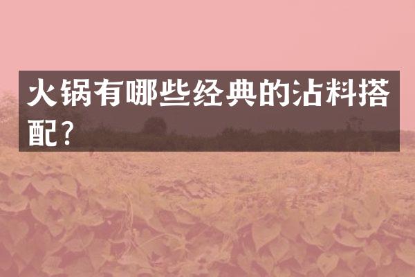 火锅有哪些经典的沾料搭配？