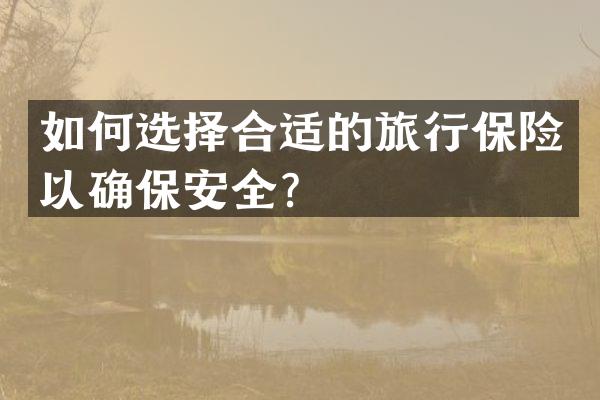 如何选择合适的旅行保险以确保安全？