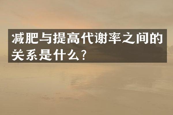 减肥与提高代谢率之间的关系是什么？