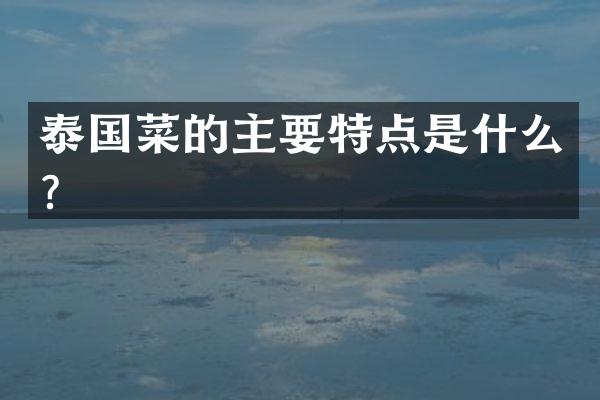 泰国菜的主要特点是什么？