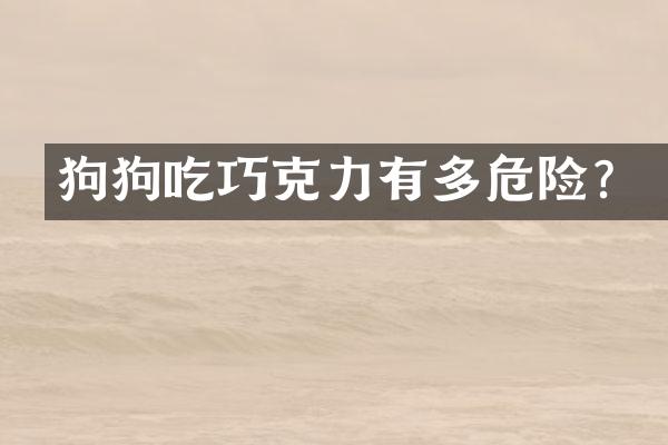 狗狗吃巧克力有多危险？