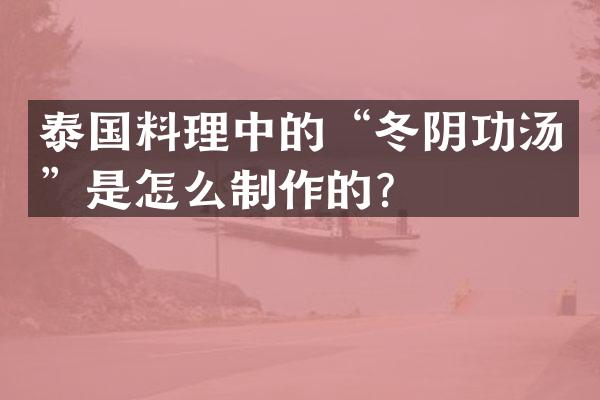 泰国料理中的&ldquo;冬阴功汤&rdquo;是怎么制作的？