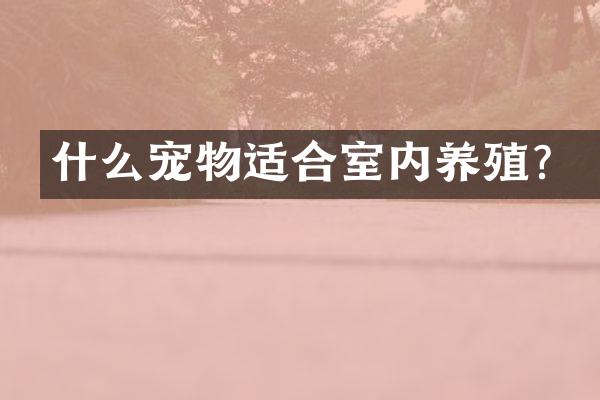 什么宠物适合室内养殖？