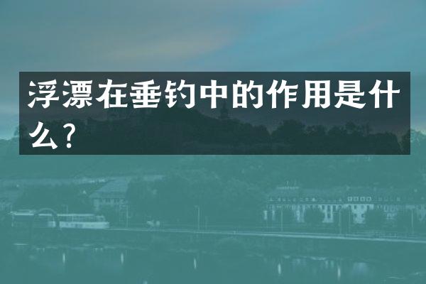 浮漂在垂钓中的作用是什么？