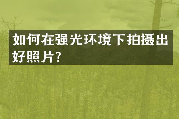 如何在强光环境下拍摄出好照片？