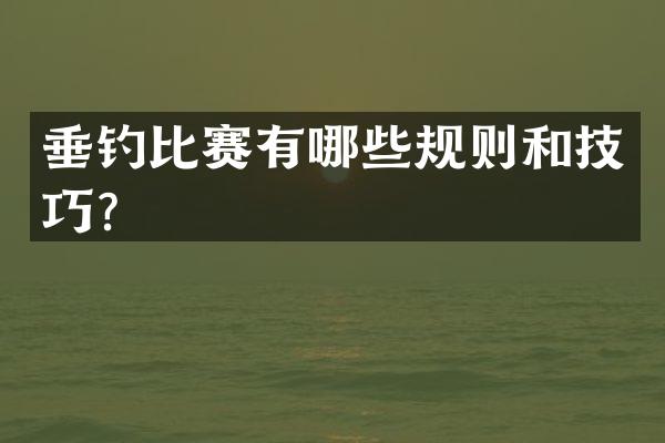 垂钓比赛有哪些规则和技巧？