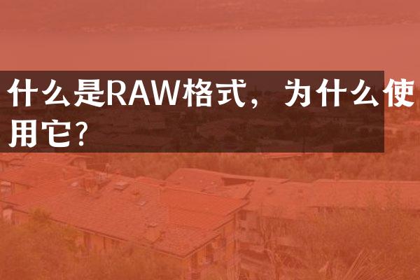 什么是RAW格式，为什么使用它？