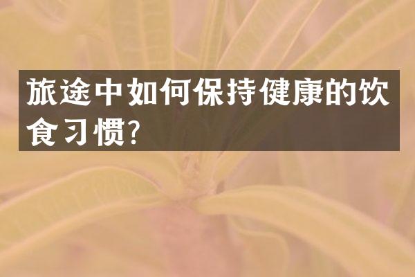 旅途中如何保持健康的饮食习惯？
