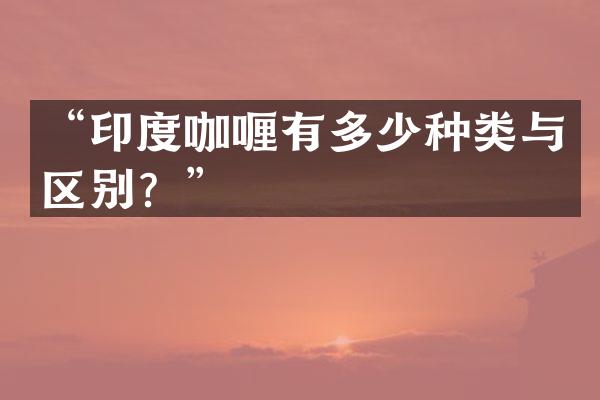 &ldquo;印度咖喱有多少种类与区别？&rdquo;