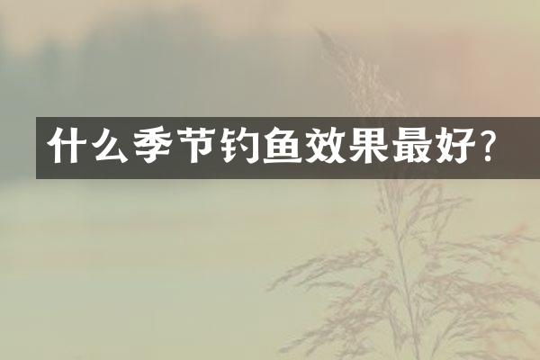 什么季节钓鱼效果最好？
