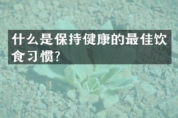 什么是保持健康的最佳饮食习惯？