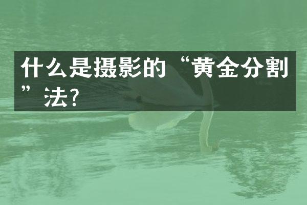 什么是摄影的&ldquo;黄金分割&rdquo;法？