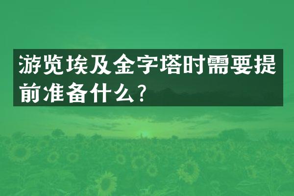 游览埃及金字塔时需要提前准备什么？